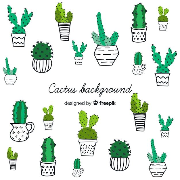 Vettore gratuito sfondo di cactus disegnato a mano