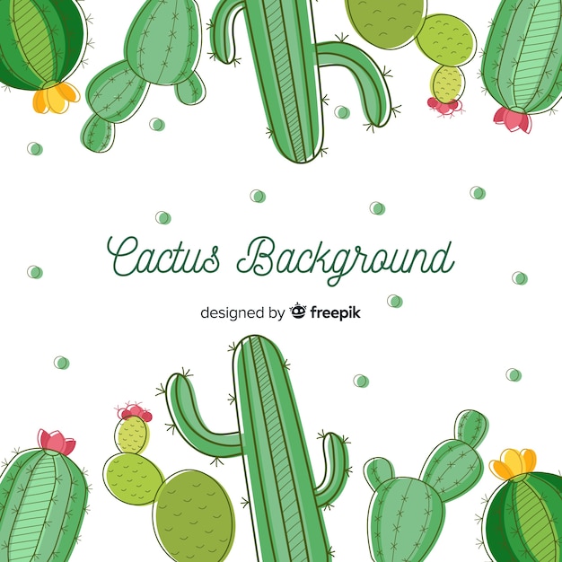 Vettore gratuito sfondo di cactus disegnato a mano