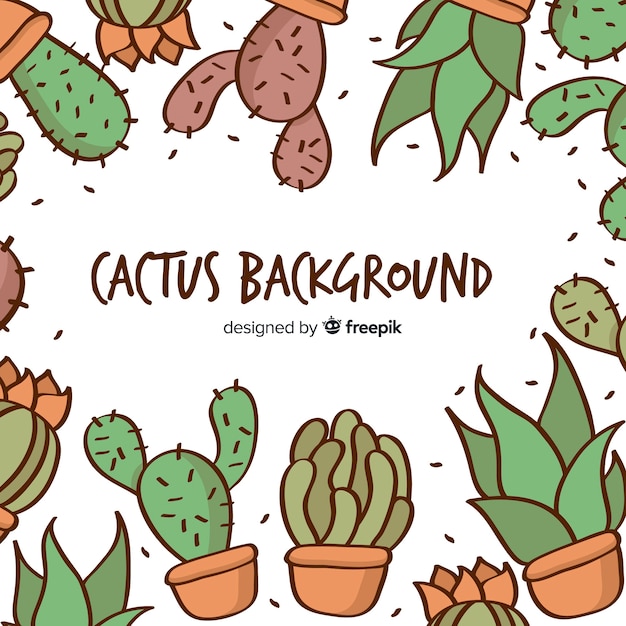 Sfondo di cactus disegnato a mano