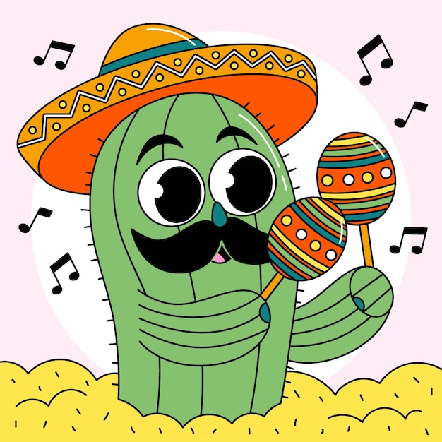 Illustrazione disegnata a mano del fumetto del cactus