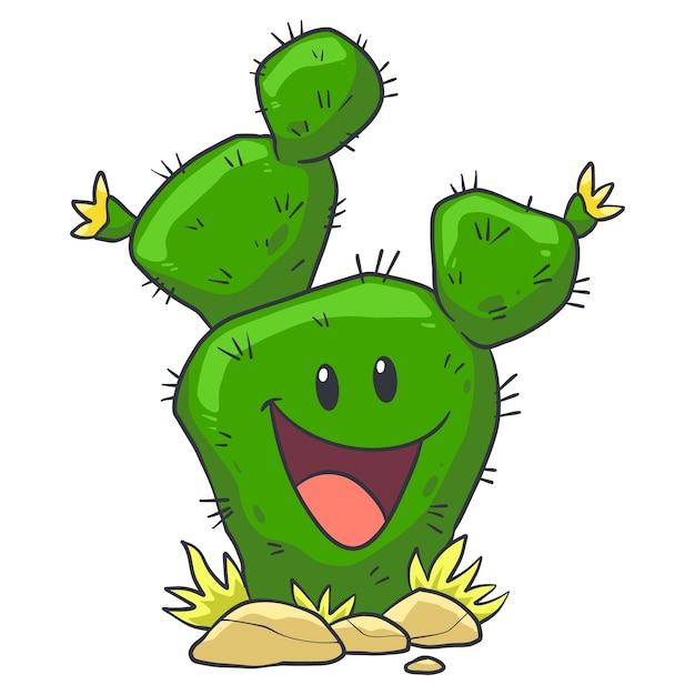 Hand drawn cactus cartoon illustration