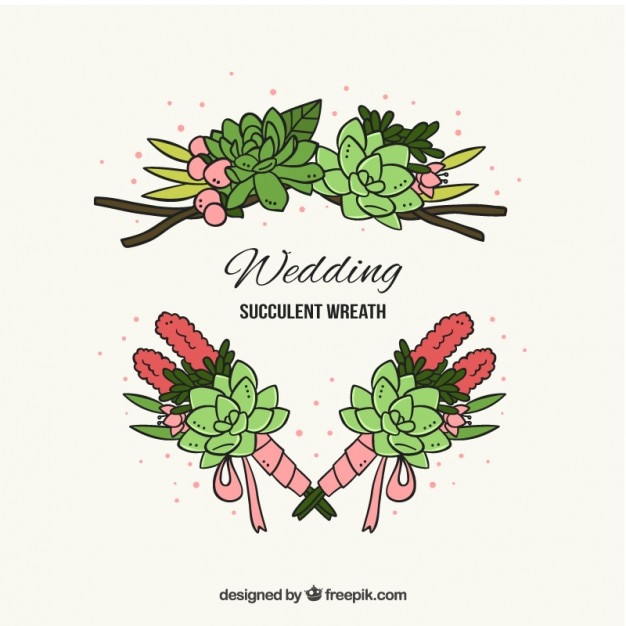 Free vector hand drawn cactus details for wedding decoration