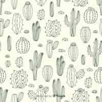 Vettore gratuito fondo disegnato a mano di doodle del cactus