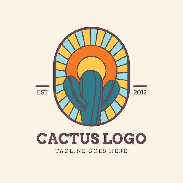 Hand drawn cactus logo design