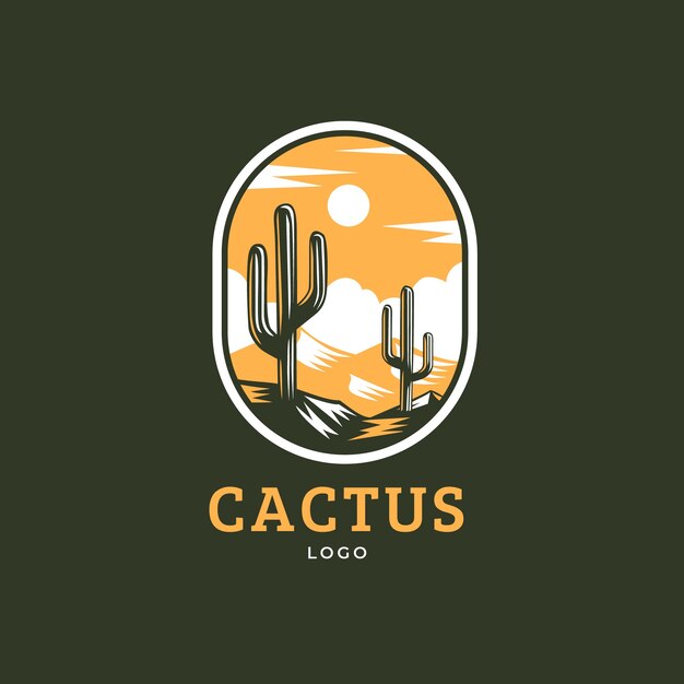 Ручной обращается шаблон логотипа кактуса