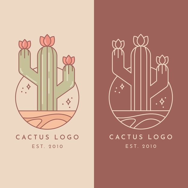 Бесплатное векторное изображение Ручной обращается шаблон логотипа кактуса