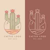 Vettore gratuito modello di logo cactus disegnato a mano