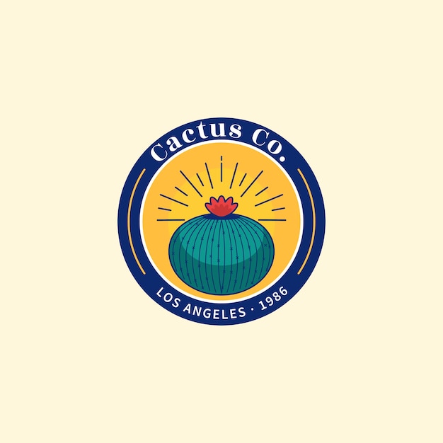 Ручной обращается шаблон логотипа кактуса