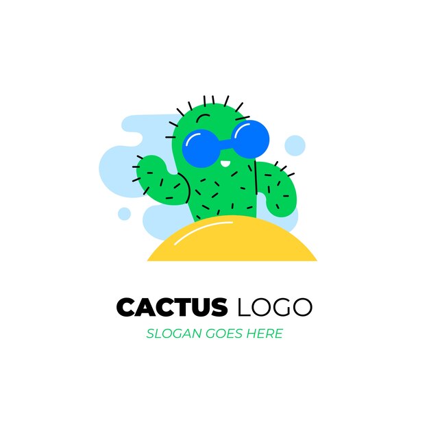 Hand drawn cactus logo template