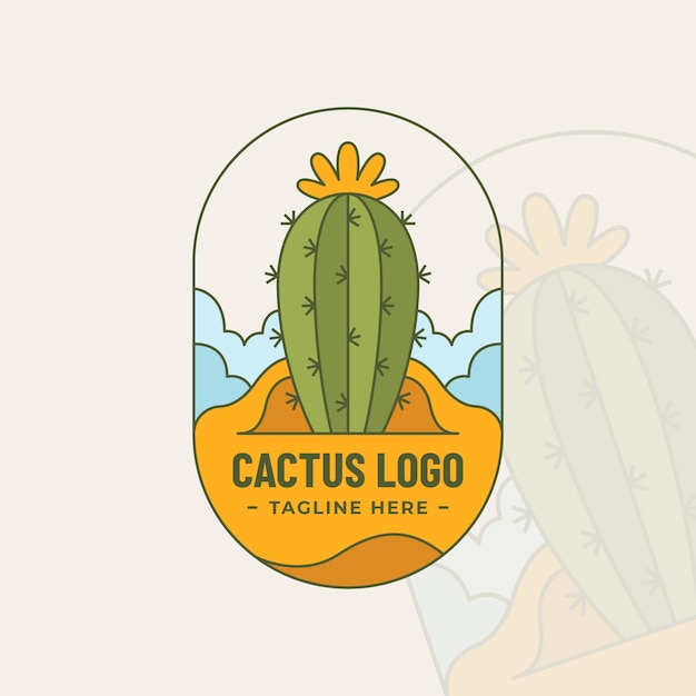 Vettore gratuito modello di logo cactus disegnato a mano