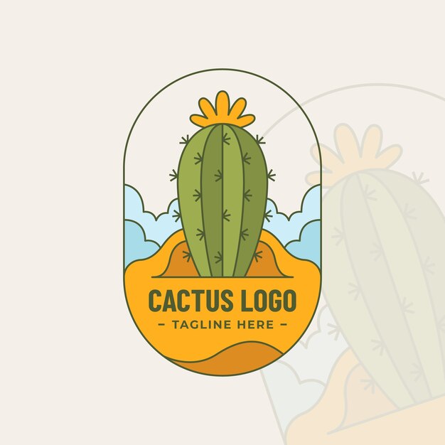 Hand drawn cactus logo template