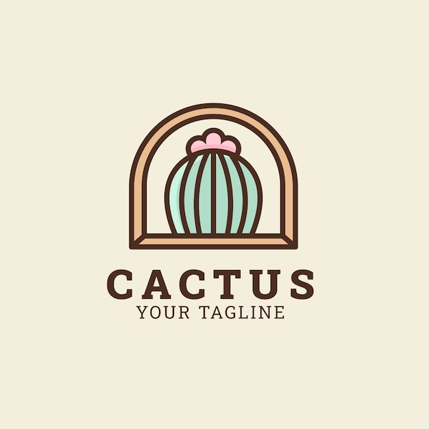 Vettore gratuito modello di logo cactus disegnato a mano