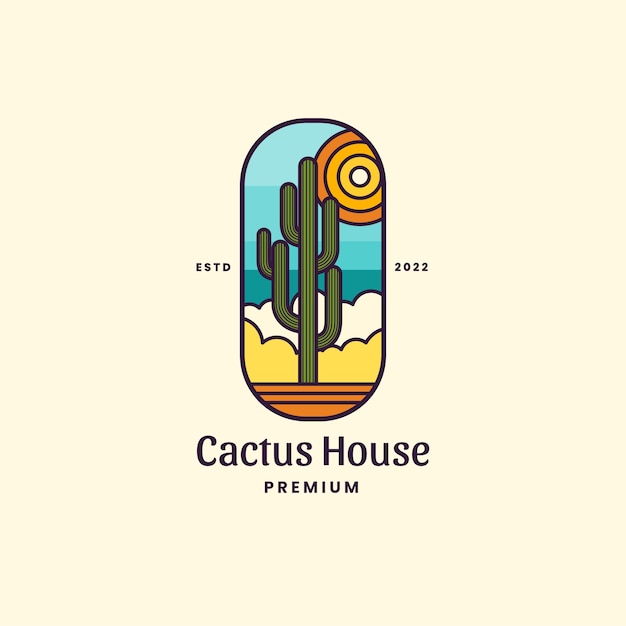 Vettore gratuito modello di logo cactus disegnato a mano