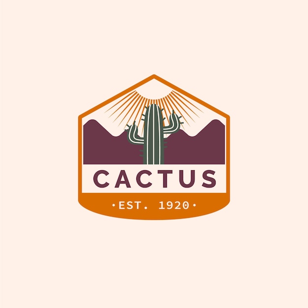 Hand drawn cactus logo template