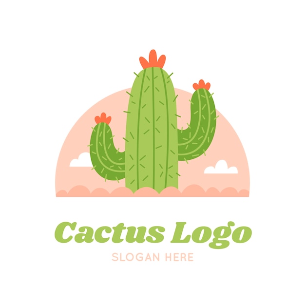 Hand drawn cactus logo template