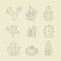Free vector hand drawn cactus outline illustration