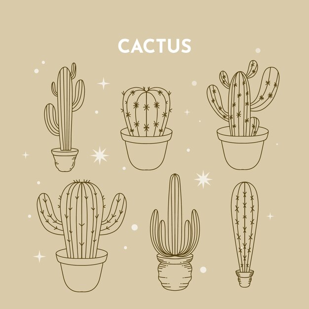 Free Vector hand drawn cactus outline illustration