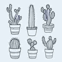 Free vector hand drawn cactus outline illustration