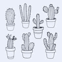 Free vector hand drawn cactus outline illustration