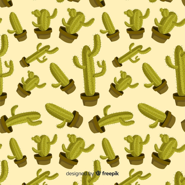 Free Vector hand drawn cactus pattern background