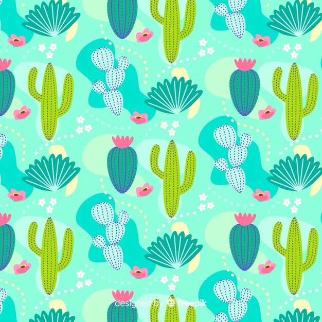 Hand drawn cactus pattern background