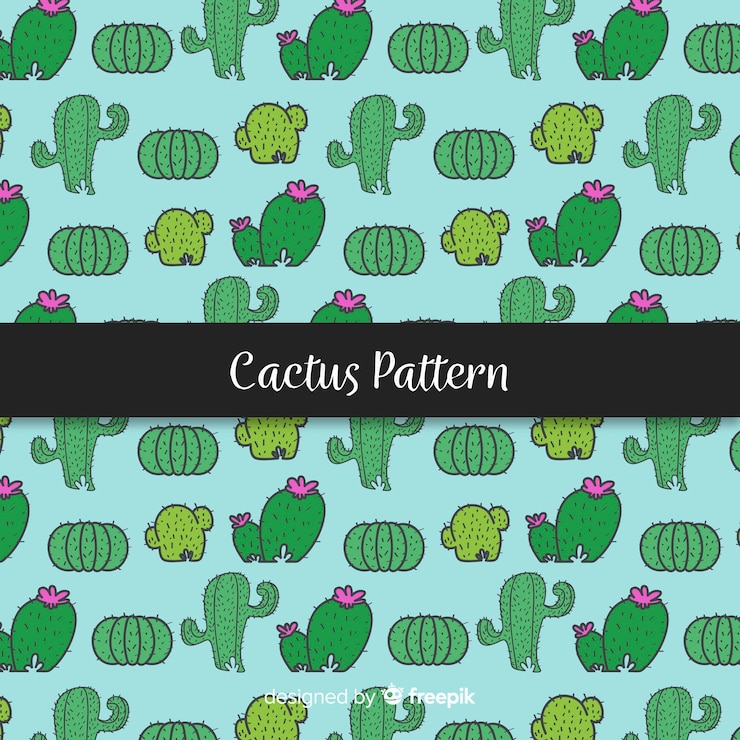 Free Vector hand drawn cactus pattern background