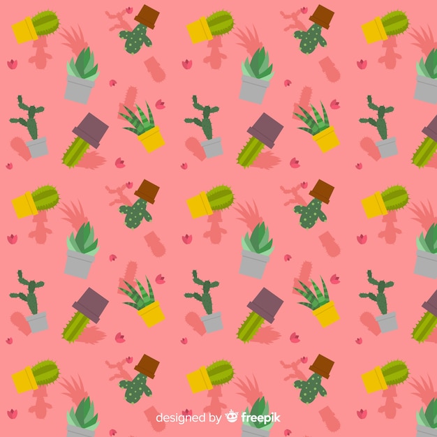 Hand drawn cactus pattern background