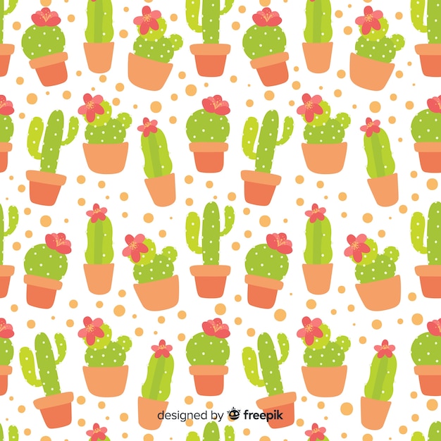 Free vector hand drawn cactus pattern