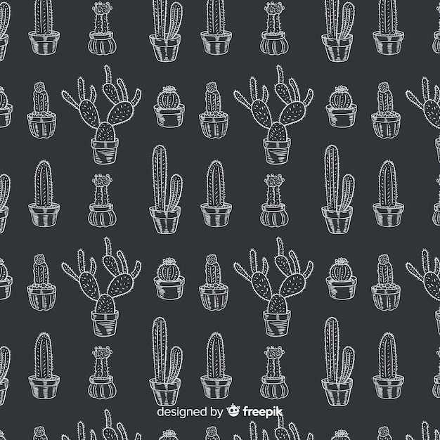 Hand drawn cactus pattern