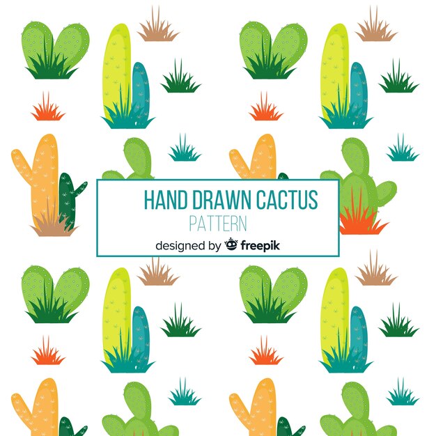 Hand drawn cactus pattern