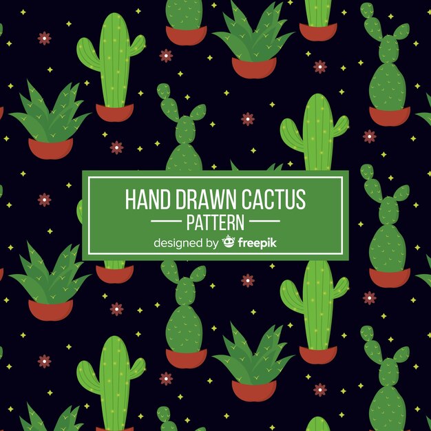 Hand drawn cactus pattern