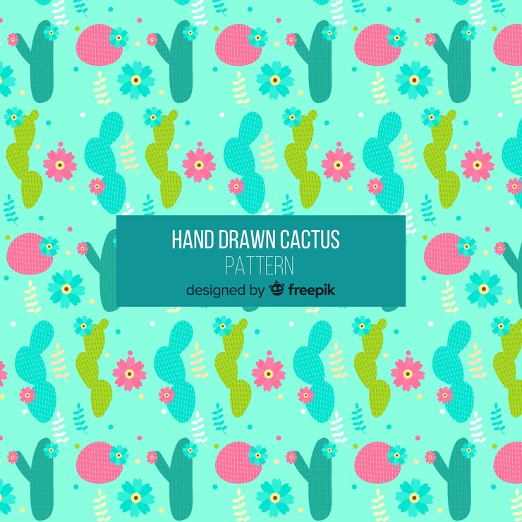 Free Vector hand drawn cactus pattern