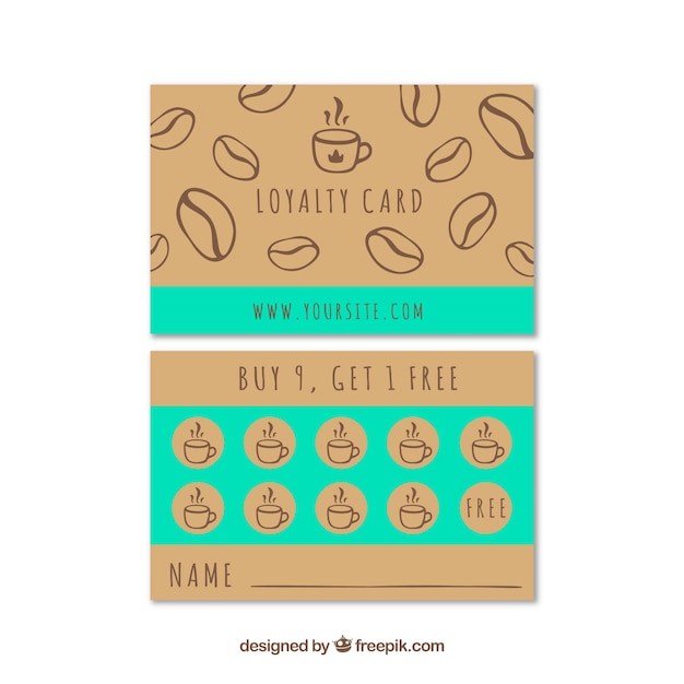 Free vector hand drawn cafe loyalty card template