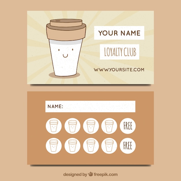 Free vector hand drawn cafe loyalty card template