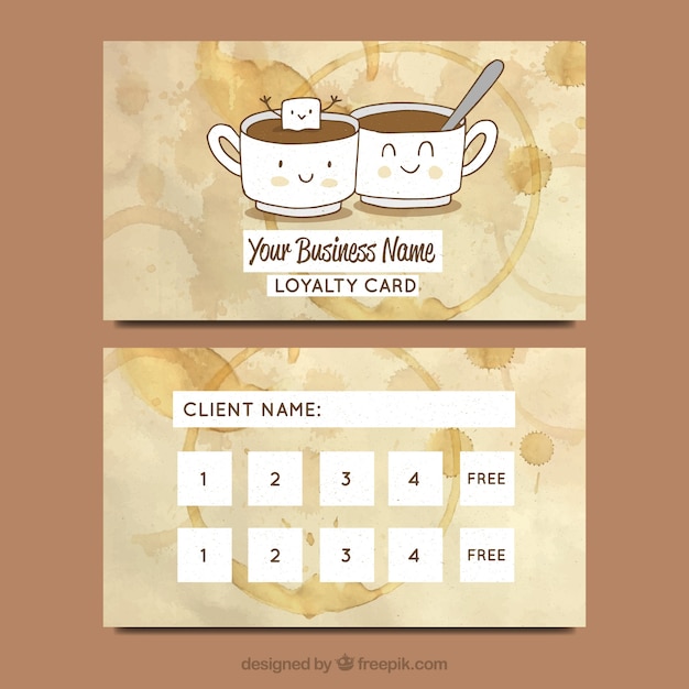 Free vector hand drawn cafe loyalty card template