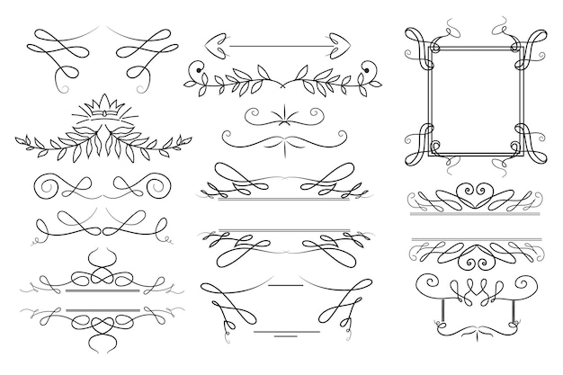 Free vector hand drawn calligraphic ornament set