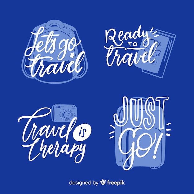 Free vector hand drawn calligraphic travel badges