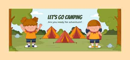 Free vector hand drawn camping adventure facebook cover