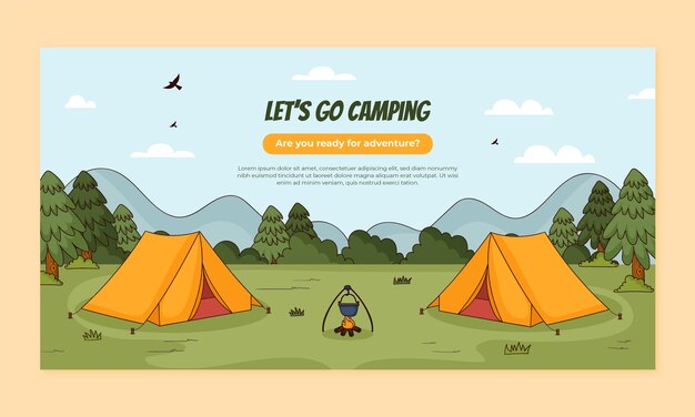 Hand drawn camping adventure facebook template