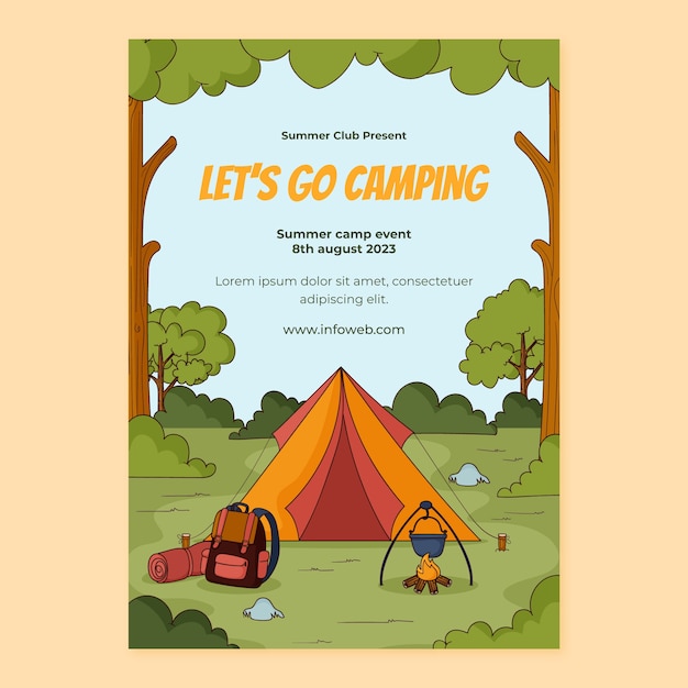 Free vector hand drawn camping adventure poster