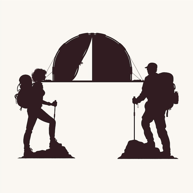 Hand drawn camping silhouette