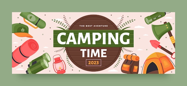 Hand drawn camping template design