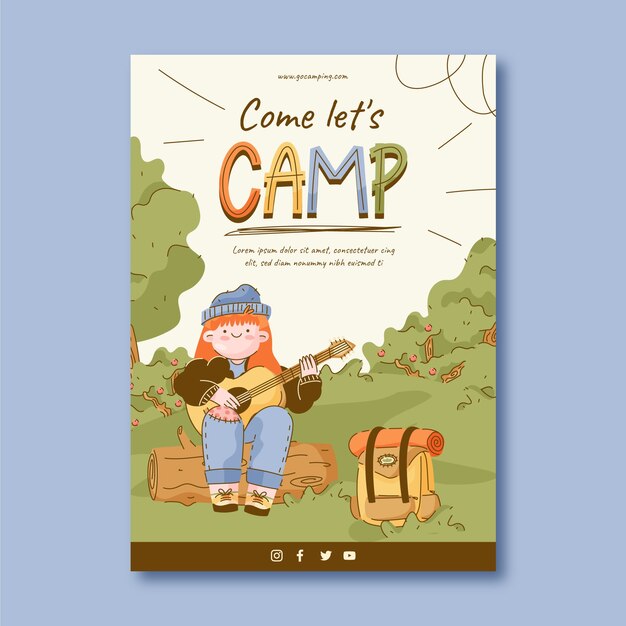 Hand drawn camping template design