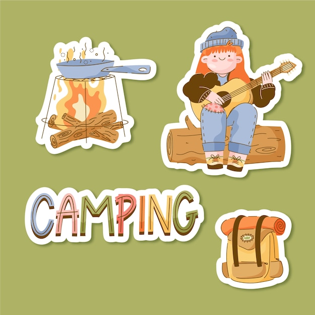 Hand drawn camping template design