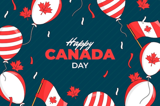 Hand drawn canada day balloons background