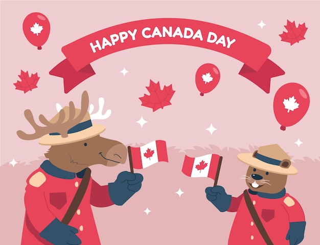 Hand drawn canada day illustration