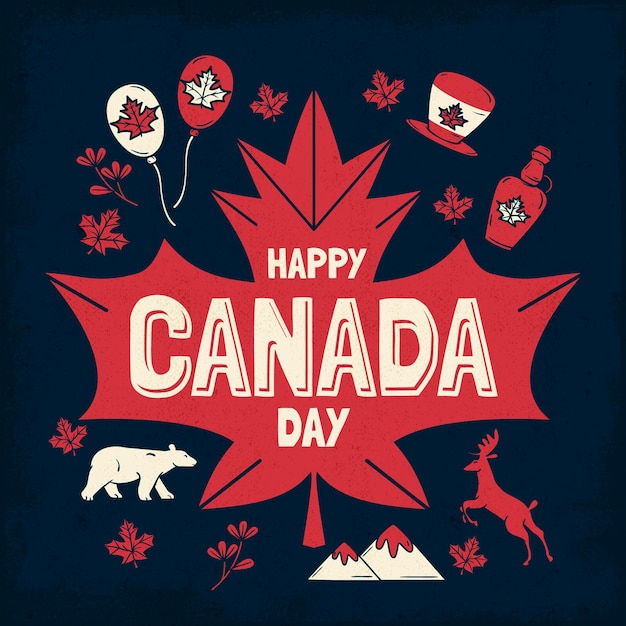 Hand drawn canada day illustration