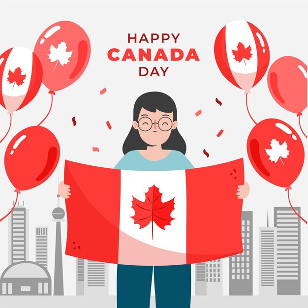 Hand drawn canada day illustration