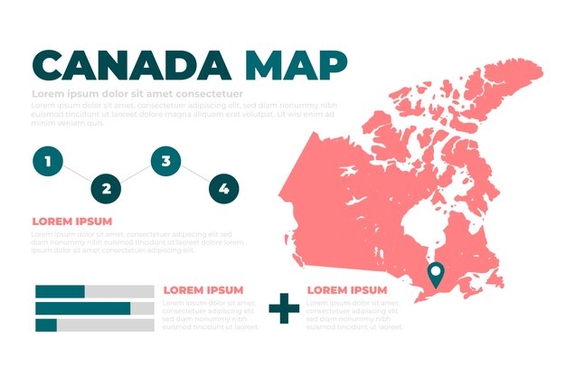 Hand drawn canada map infographic