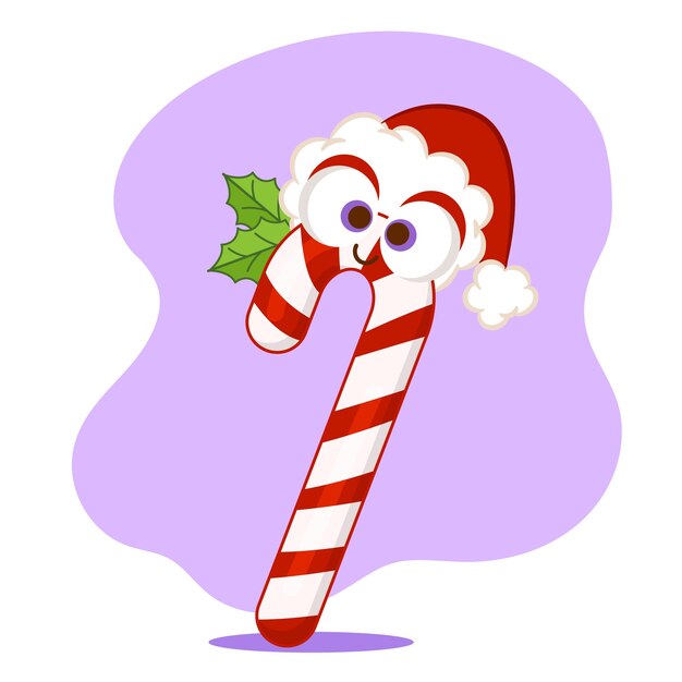 Hand drawn candy cane cartoon illustration